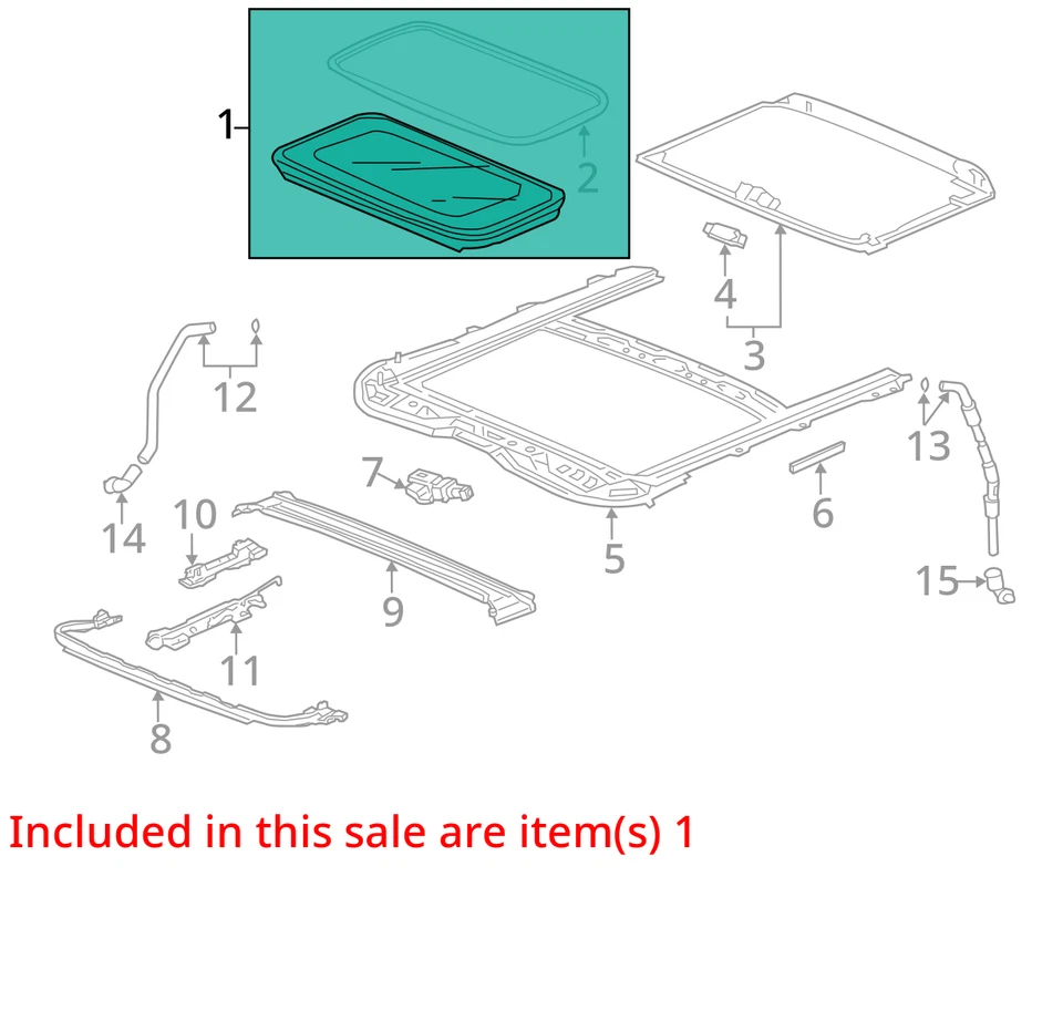 Honda Accord 2013-2017 cupé sedán 2 puertas techo corredizo conjunto de vidrio OEM Foto 3 de 4