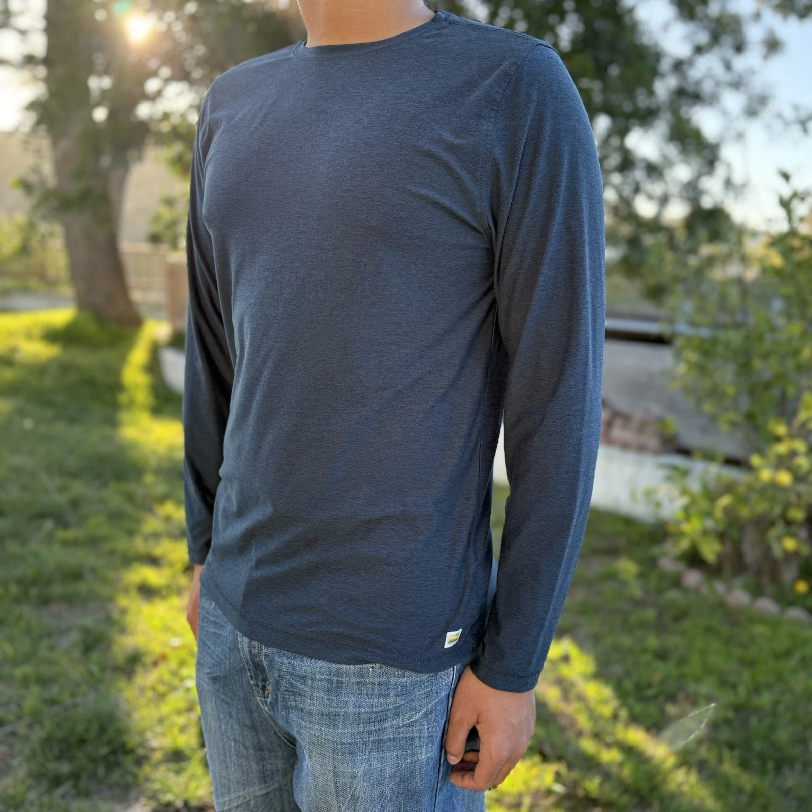 vuori heather long sleeve strato tech performance shirt