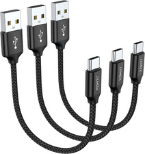 Short USB C Cable 0.5Ft 3-Pack , USB a to Type-C Charger Cord 3.1A Fast Chargin