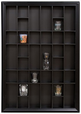 Gallery Solutions Wall Mounted Shot Glass Display Cabinet Case, Black