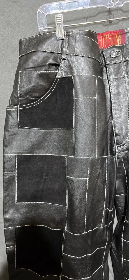 VTG Hudson Outerwear Leather Pants w Suede Patches Sz 40 New w Tags - Image 3 of 4