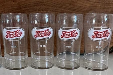Set Of 4 Pepsi:Cola 1940's Soda Fountain Glasses Double Dot ACL Syrup Line