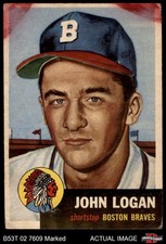 1953 Topps #158 Johnny Logan Braves RC 1 - POOR