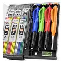 Nicpro 5 Pack Carpenter Pencil with Sharpener, Mechanical Pencils Set 41 Refills