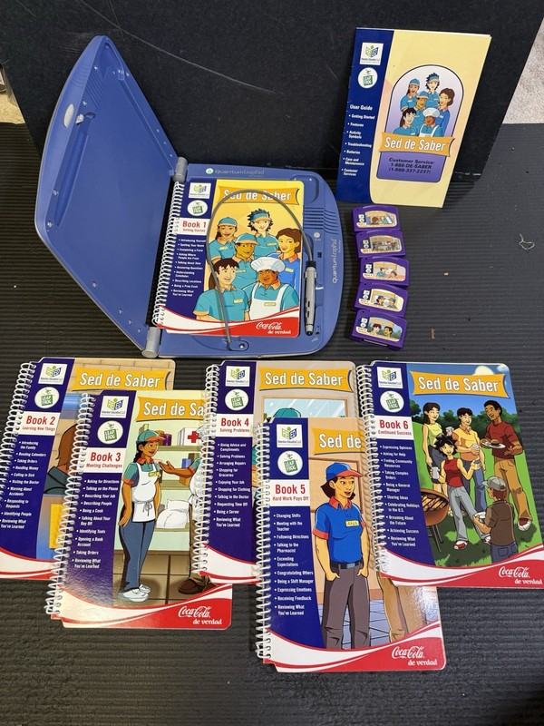 LeapFrog Quantum LeapPad Sed De Saber Learn Spanish English 6 Book Set Working
