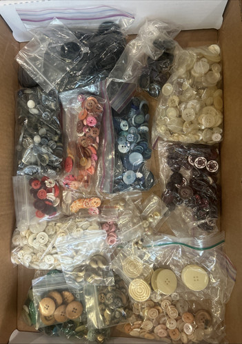 3lbs. Lot of Vintage Buttons Different Colors, Shapes and Sizes