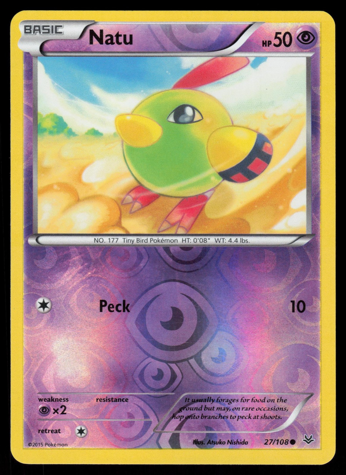 Natu 27/108 Reverse Holo Pokemon XY Roaring Skies LP