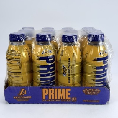 12 Pack PRIME Lemonade Hydration Drink Los Angeles Lakers Limited Edition 16.9oz