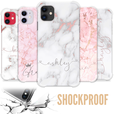 Cover Personalizzata In Silicone Con Nome Effetto Marmo Per IPhone 16 15 14 13 12 11 XR 7