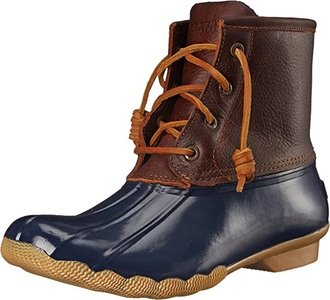 Sperry Women s Saltwater Core Boots Tan Navy Duck Boots Tan Navy Size 8.5