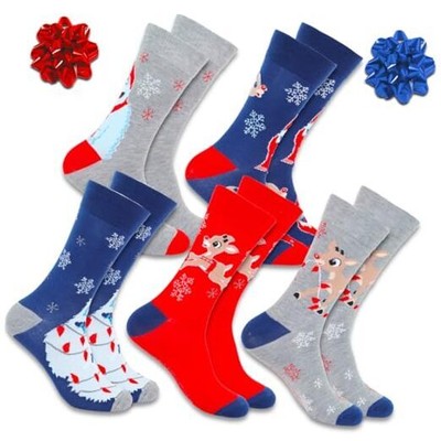 Rudolph the Red-Nosed Reindeer Socks for Men - Christmas Apparel Bundle with 5 