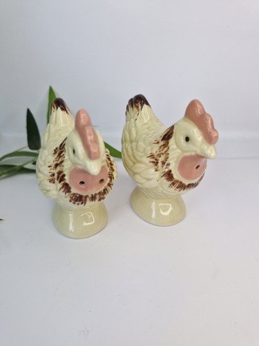 Vintage Salt & Pepper Cruet Set Chicken Rooster Made In Japan Excellent Unused - Picture 2 of 9