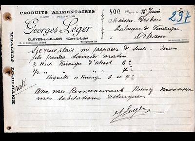 CLOYES (28) LEBENSMITTELGESCHÄFT / LEBENSMITTEL Großhandel ''Georges LEGER'' 1930