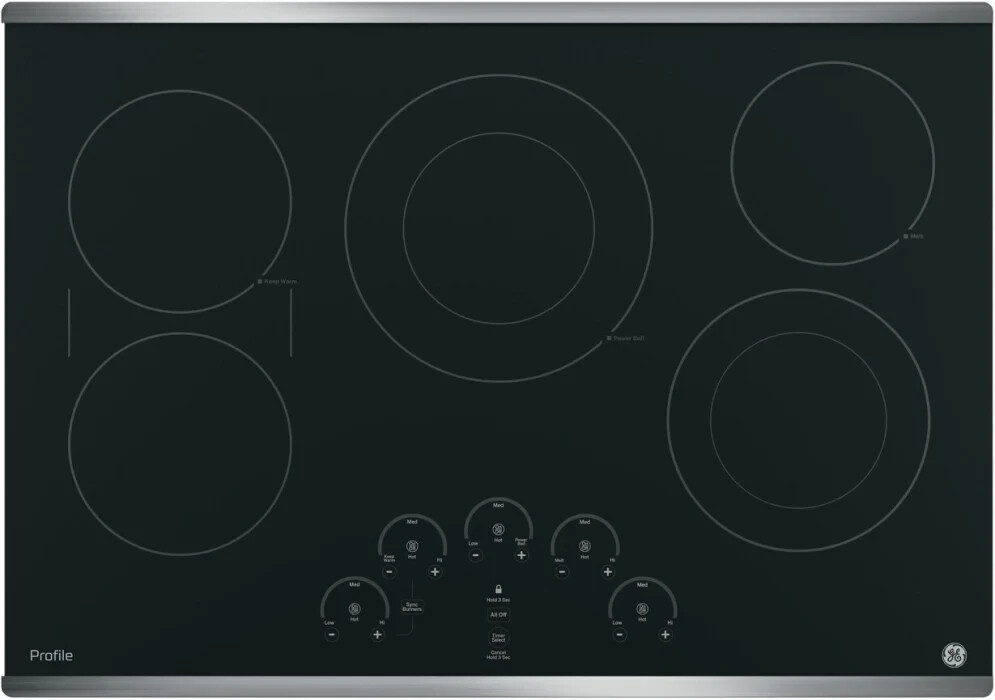 GE Profile PP9030SJSS 30" Smooth Surface Black 5 Burner Eletric Cooktop