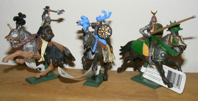 3 Britains Deetail Ritter / Sarazenen zu Pferd, Knights Mounted, 17851