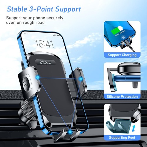 Car Phone Holder, Air Vent Car Phone Mount Cradle 360° Rotation - Upgraded Super - Picture 4 of 13