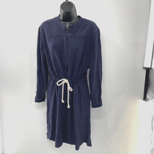 J Crew Factory Womens Navy Blue Drawstring Long Sleeve Shirt Dress Size Small SM