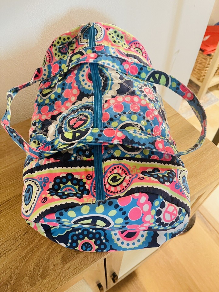 Justice Cheer Gymnastics Duffle Gym Bag Sequins Blue Pink Pockets