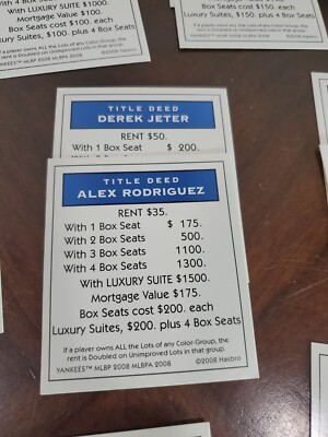 Monopoly NEW YORK YANKEES Collector's Edition Game Replacement