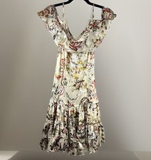 Christina Makowsky Dress Women S Ruffle Sleeve Scoop Neck Floral Midi Multi NWT