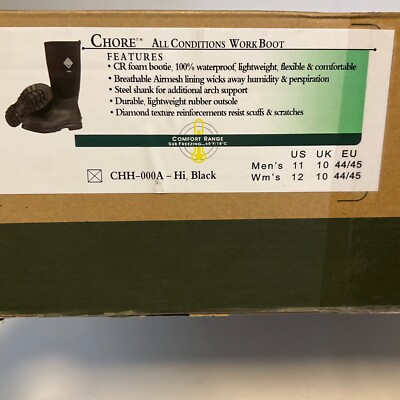 Muck Chore Work Boots Unisex M11 W12 Black | eBay display picture 1