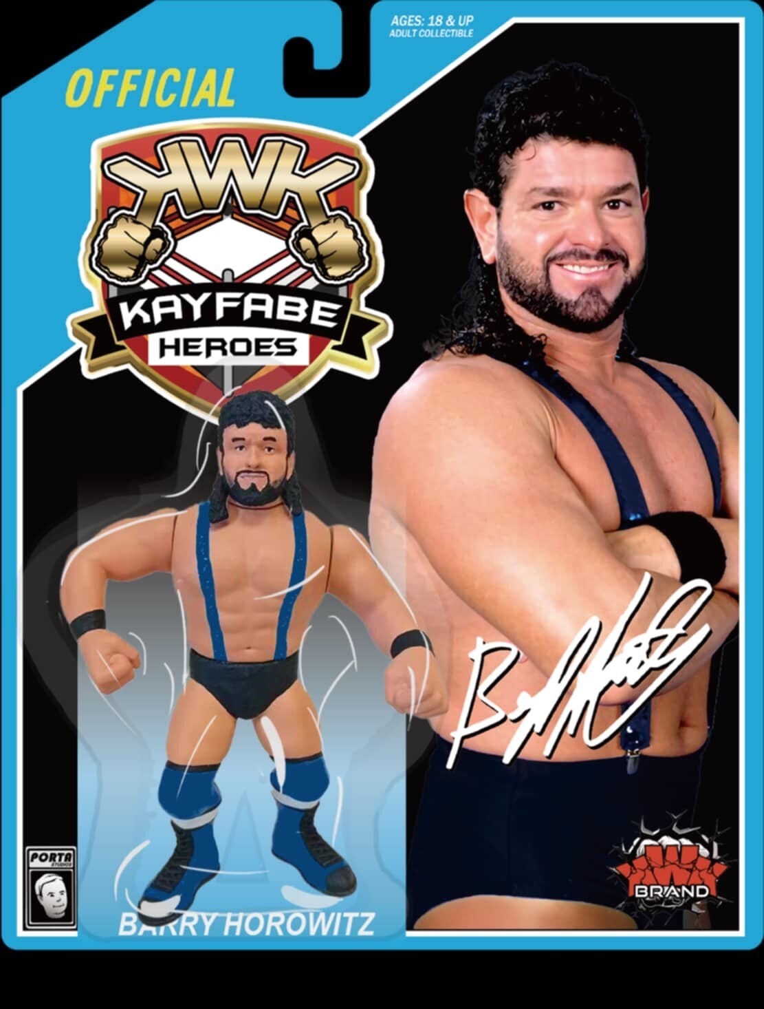 In Stock   KWK Kayfabe Heroes Blue Card Barry Horowitz - Retro Hasbro WWF WWE