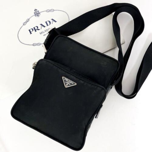 PRADA Triangle Logo Nylon Shoulder bag Black Vintage utfnwt – VintageShop  solo