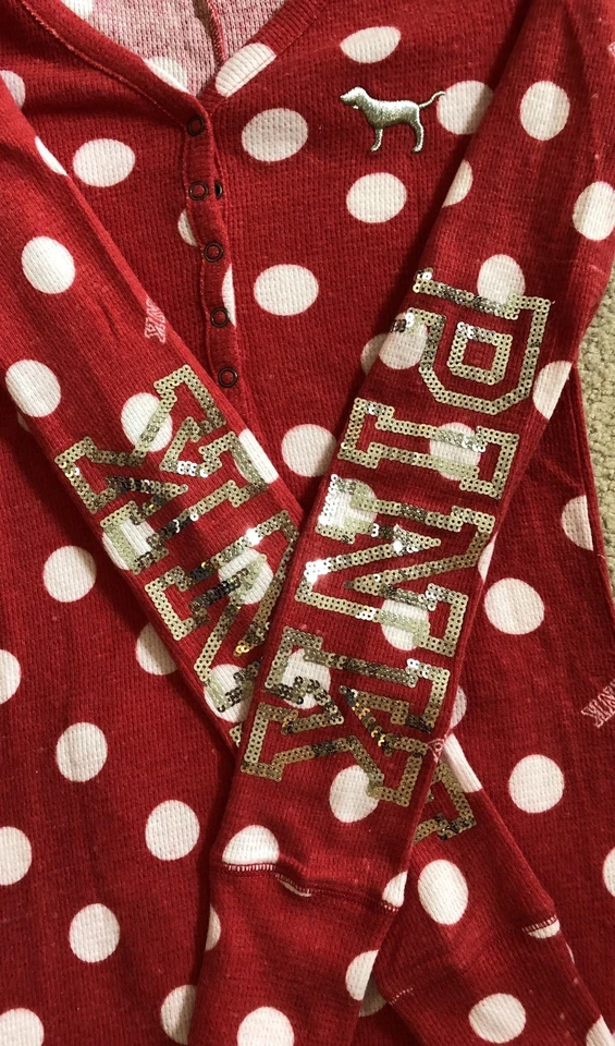 Victoria Secret ROSA XS mono bling rojo y blanco lunares pijama de una pieza NUEVO Foto 3 de 4