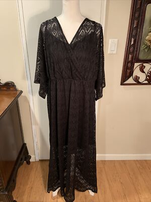 NWT Eloquii Whimsigoth Black Lace Dress Flared 3/4 Sleeves Size 14/16 |  eBay