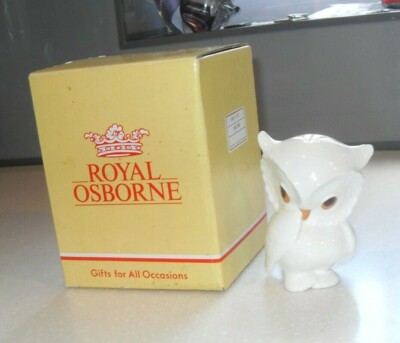 VINTAGE ROYAL OSBORNE BONE CHINA MÄDCHEN EULE FIGUR 1420 MIT ORIGINALKARTON