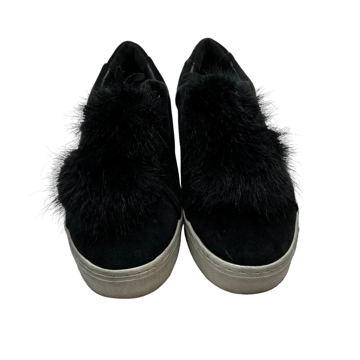 Sam Edelman Size 10 Shoes Leya Black Velvet Faux Fur Pom Pom Slip On Women s
