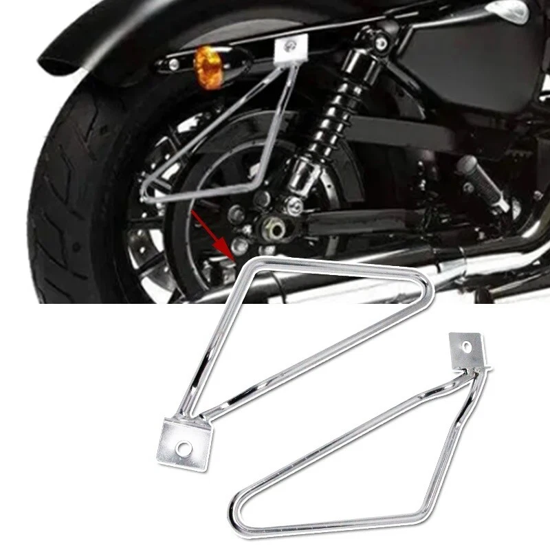 Suportes de alforje de motocicleta cromados suporte para Harley Sportster883 Dyna FatBob - Imagem 2 de 4