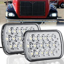 Pair 5X7 7x6 LED Headlights Hi Low Beam For International IHC 9200 9900 9400i