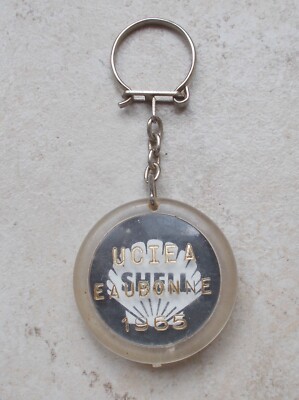 Shell Gasoline Key Ring Antique SHELL Oil Keychain key ring France vintage old 1965 Sagittarius ...