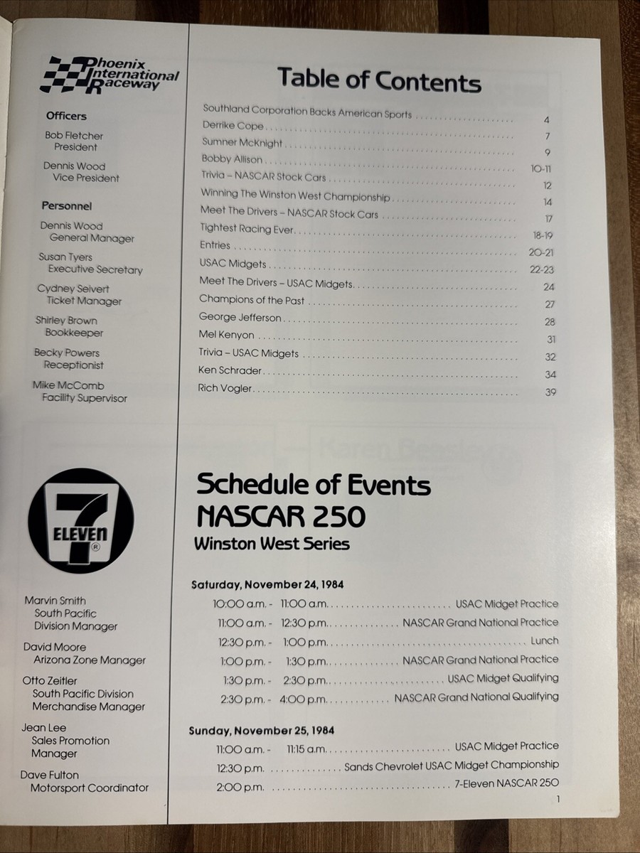 1984 NASCAR 250 Winston West Series Program, Phoenix | eBay