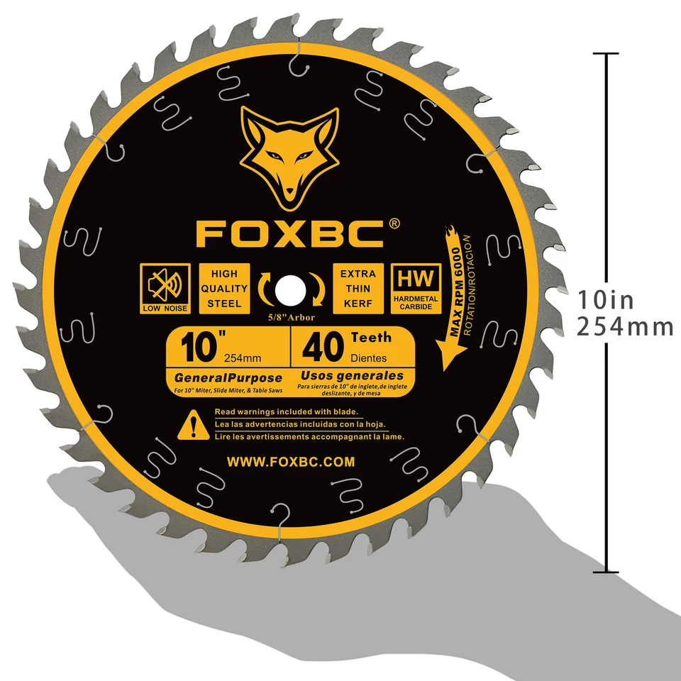 FOXBC 10 Inch Ultimate General Purpose Table Saw Blade, 40-Tooth Wood Cutting - Image 3 of 4