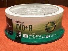 New 15 Pack Sony DVD R 120 Minutes 4.7GB 1x-16X Recordable Blank Media Disc