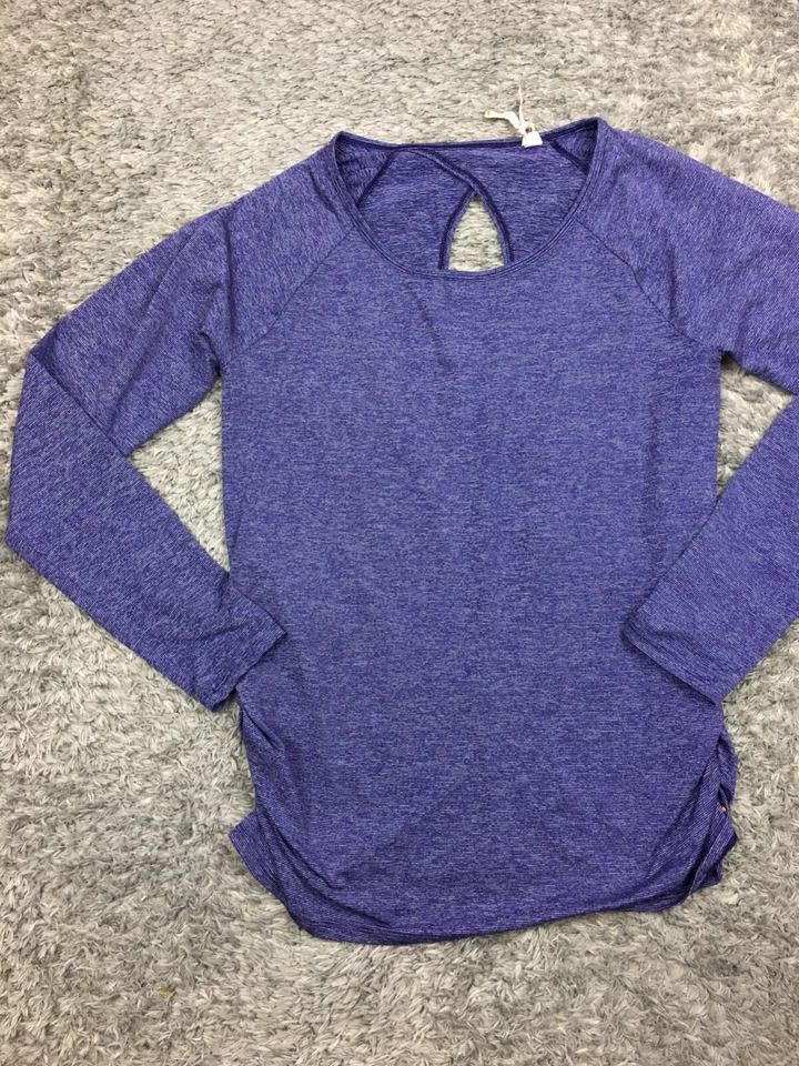 Camisa Lucy Mujer Talla Pequeña Azul Manga Larga Elástica Activa Cuello Redondo Foto 3 de 4