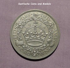 1928 KING GEORGE V SILVER WREATH CROWN - High Grade Coin