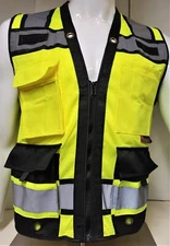 Surveyor Two Tone Yellow Safety Vest  ANSI/ ISEA 107-2015 Approved(Small to 5XL)