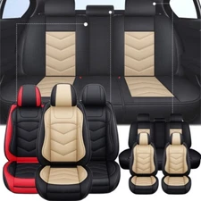 For Honda Quilted Leather Car Seat Covers 5-Seats Front Rear Protectors Cushion