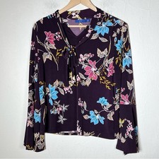 Apt. 9 purple floral blouse top shirt size medium M B141