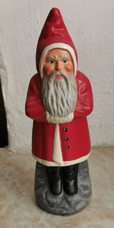 Alter Weihnachtsmann Nikolaus Santa aus Papiermache Marolin Germany Etikett