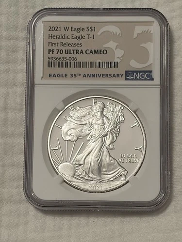 2021 W American Silver Eagle Type 1 Proof First Releases NGC PF70. NO RESERVE