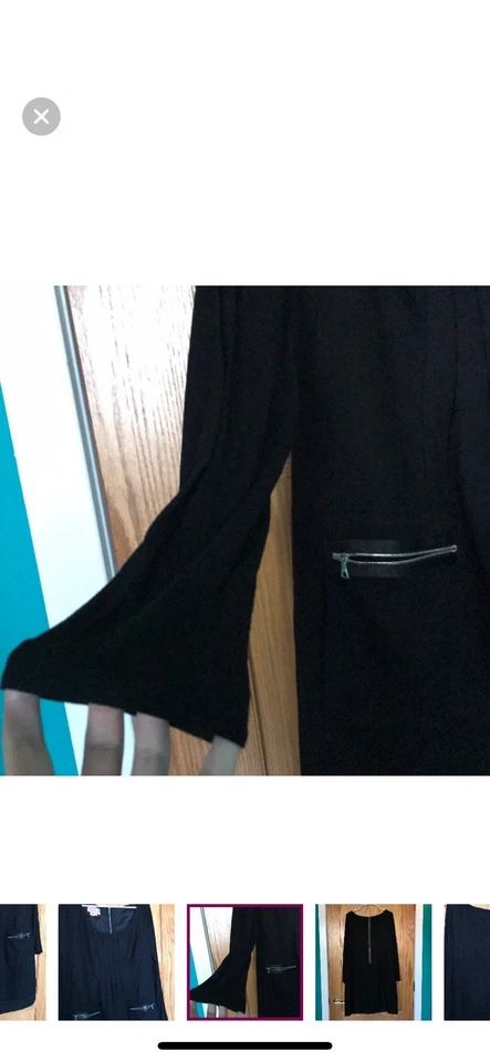 PHOEBE COUTURE WOMENS BLACK LONG SLEEVE WOOL DRESS- 14  - Image 4 of 4