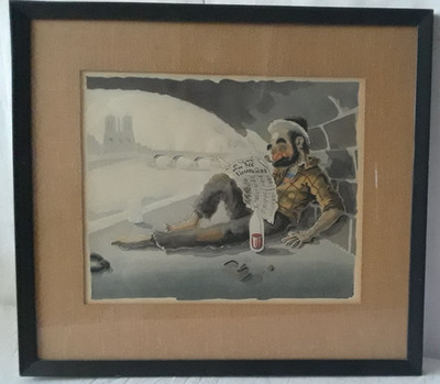 Andre Marie d'Arcy- 20th C. French Print La Vie Financier Signed Framed & Matted