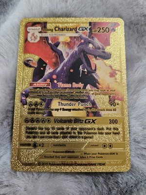 Shining Charizard GX Metal Gold Shiny Card- Gold Foil Pokemon Card Fan Art  | eBay