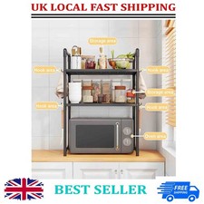 3 Tier Microwave Oven Rack Stand Storage Holder Kitchen Corner Shelf Black UK