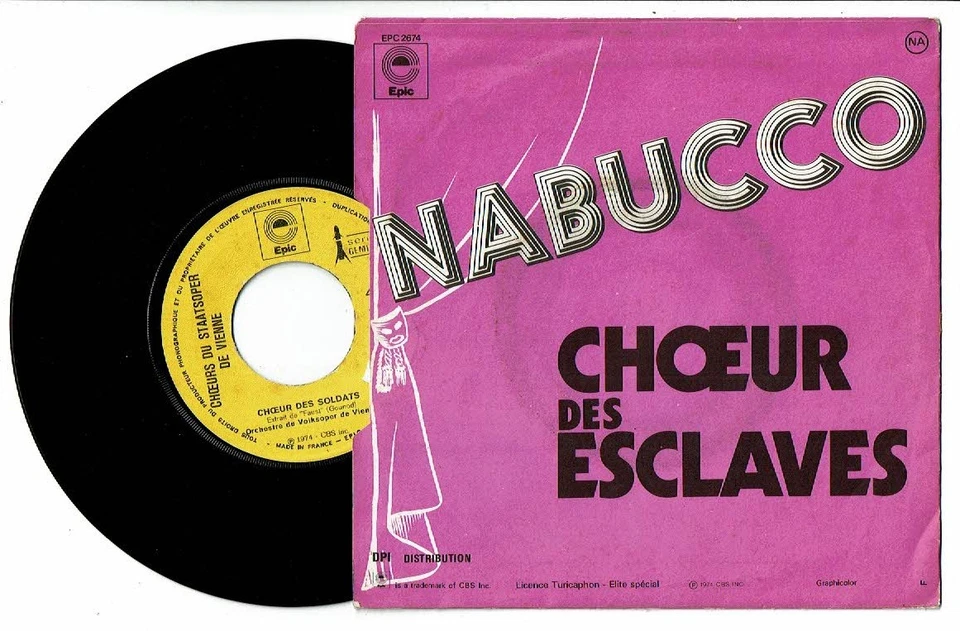 CHOEUR DU STAATSOPER DE VIENNE Vinyle 45T NABUCCO .. ESCLAVES .. SOLDATS - EPIC - Photo 2/2