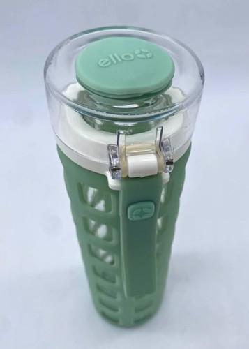 ELLO Insulated Glass Water Mint Green Bottle w/ One Touch Lid & Silicone Lanyard